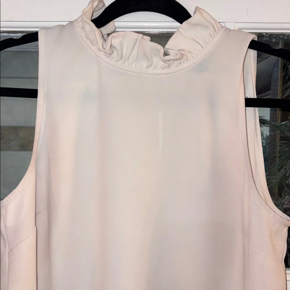 J. Crew Elegant Sleeveless Cream Ruffle Neck Top Small